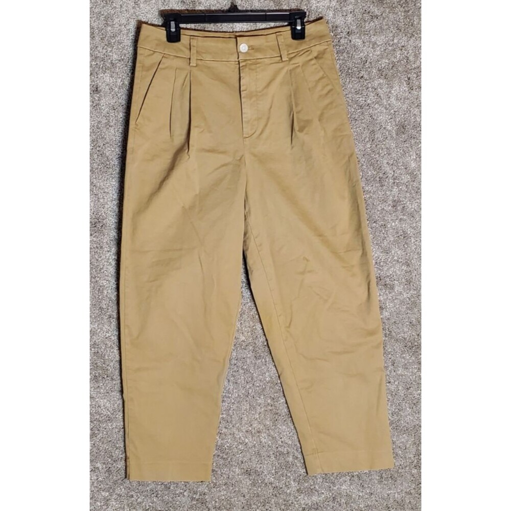 Banana Republic Women's Pleated Crop Authentic Chino Khaki Pants Size 6